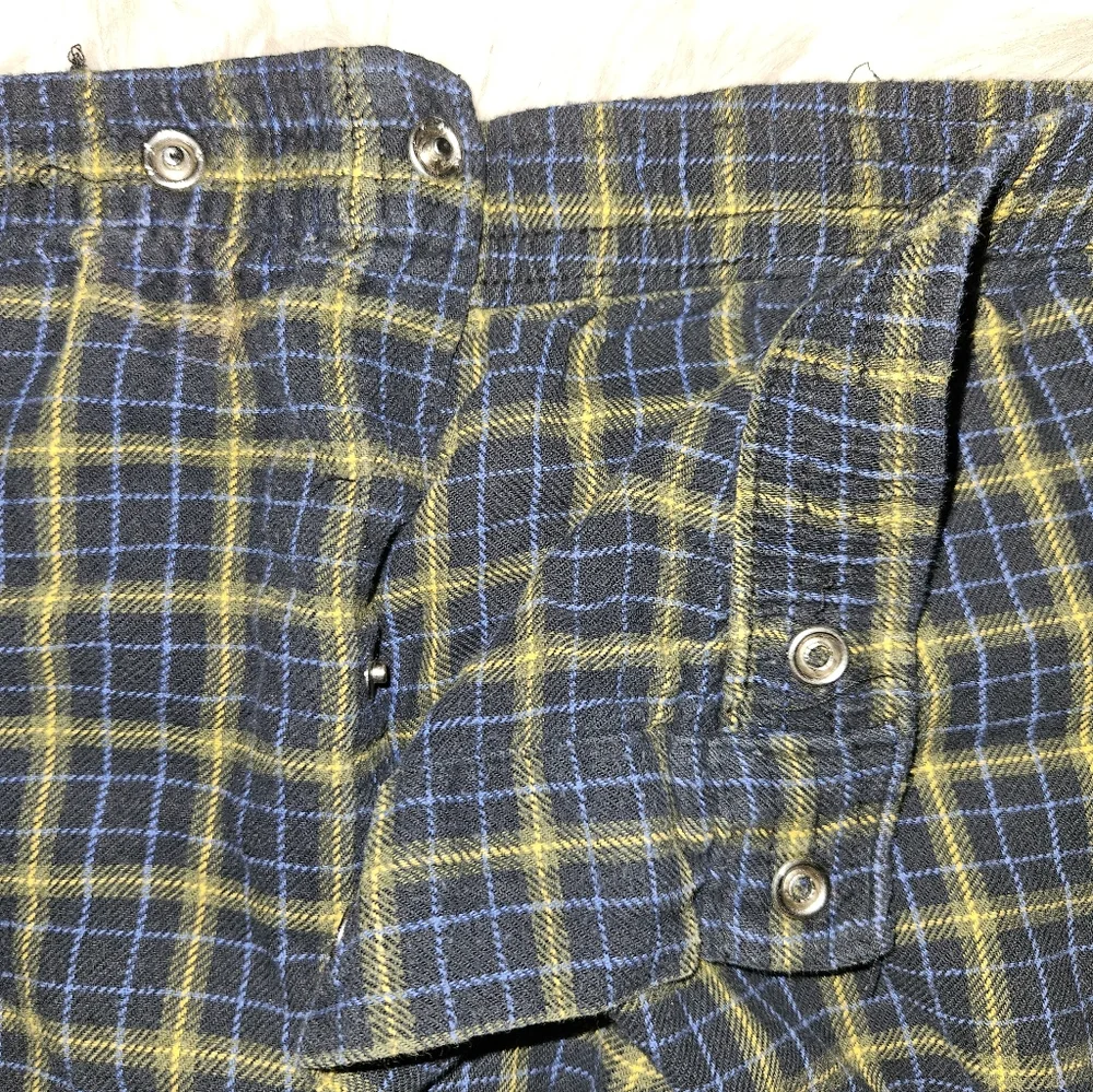 Men’s Plaid Flannel Pajama Pants – Snap Front – Elastic Waist – Size M